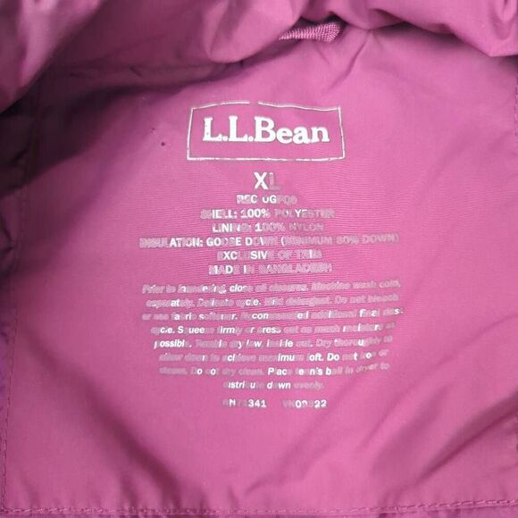 L L Bean Womens Size XL Full Zip Front Puffer Jacket Coat Purple Purple Pockets - Picture 5 of 6
